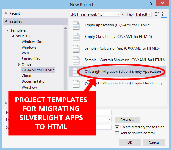 Silverlight Migration Edition - Project Templates